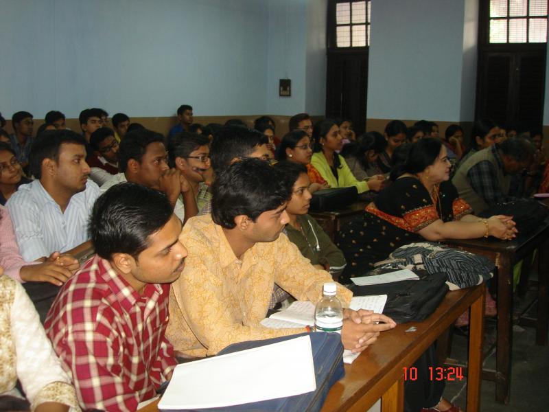 With the students listening a lecture